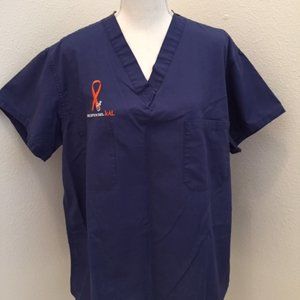 Navy Blue V-Neck Unisex Scrub Top